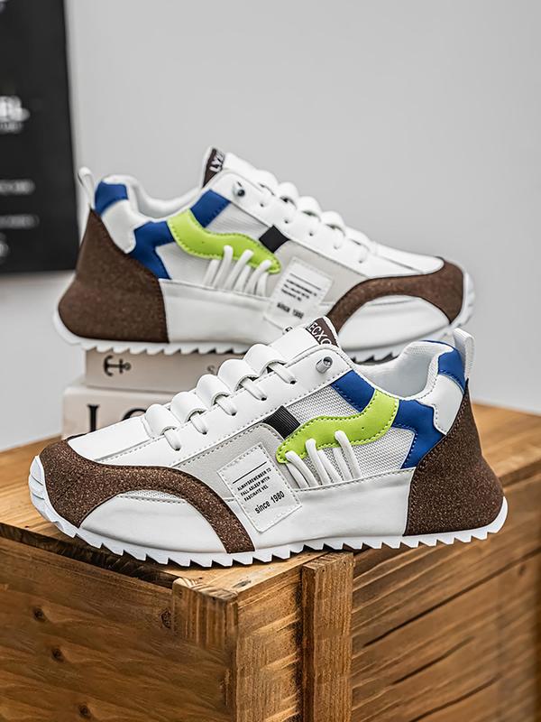 Men's Fashionable Lace Up Platform Sneakers, Casual Comfortable Patchwork Sports Running Shoes for Outdoor, Male All-match Round Toe Chunky Sneakers for Daily Wear