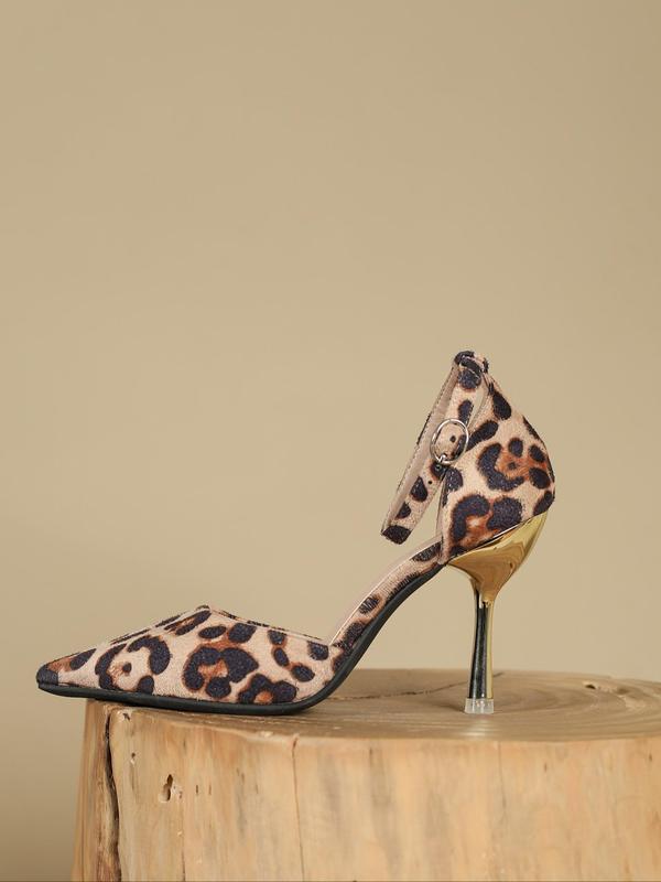 Women's Elegant Leopard Pattern Stiletto Heels, Sexy Pointed Toe High Heels for Party, Gorgeous Heels for Women & Girls