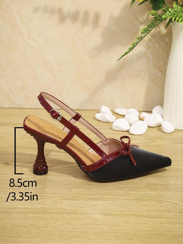 2024 Trendy Bowknot Design Stiletto Heels for Women, Girl Elegant Birthday Heels Footwear, Women's Shoes, Pointed Toe Summer Sandals with Heels, Comfort Slingback Shoes,  Birthday Gifts