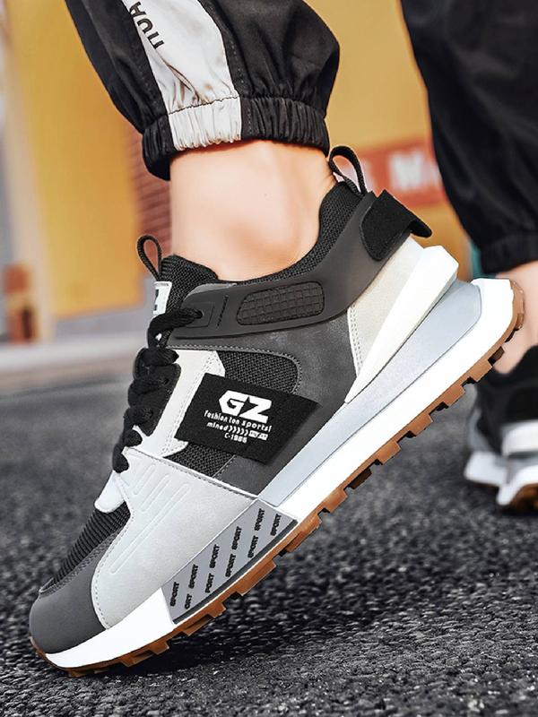 Women's Fashionable Letter Patched Design Lace Up Low Top Sneakers, Casual Comfortable Sports Running Shoes, Female All-match Round Toe Chunky Sneakers for Daily Life