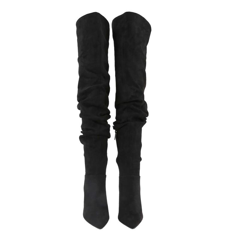 BELOVELY  Women’s pointed toe knee-high stiletto boots with chic block heel and mid-calf design, perfect for winter outfits daily wear