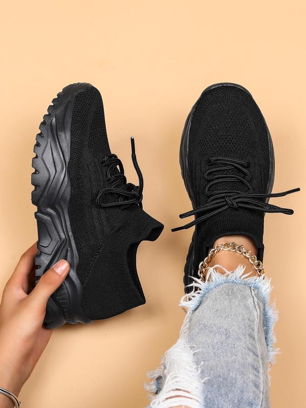 Women's Summer Sporty Plain Color Lace Up Low Top Sneakers & Trainers, Summer 2024 Casual Minimalist Comfortable Breathable Sports Shoes, Trendy Sneakers for Summer Daily Life, Walking Shoes