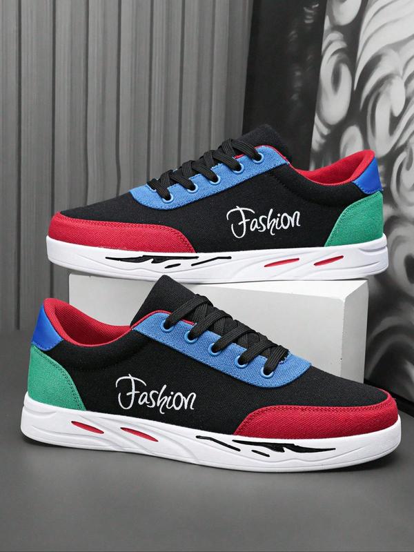 Men's Fashionable Colorblock Letter Print Lace Up Low Top Sneakers, Casual Comfortable Sports Shoes, Trendy All-match Sneakers for Daily Wear