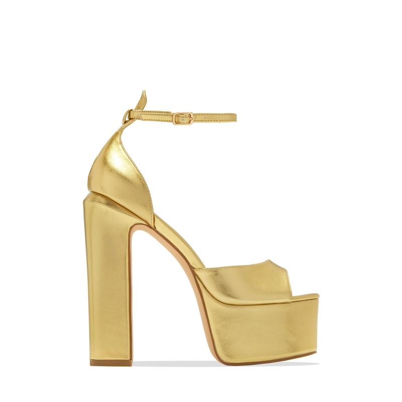 Avani Block High Heel Platforms - Nude