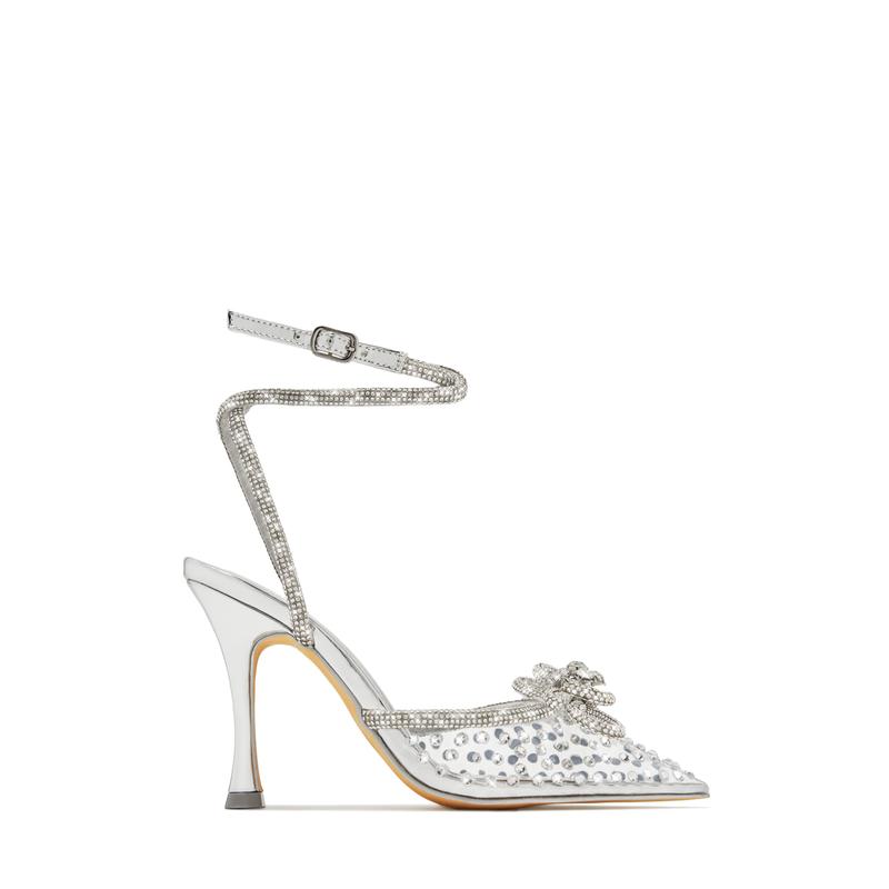 Elina Embellished Ankle Strap Pumps - Silver