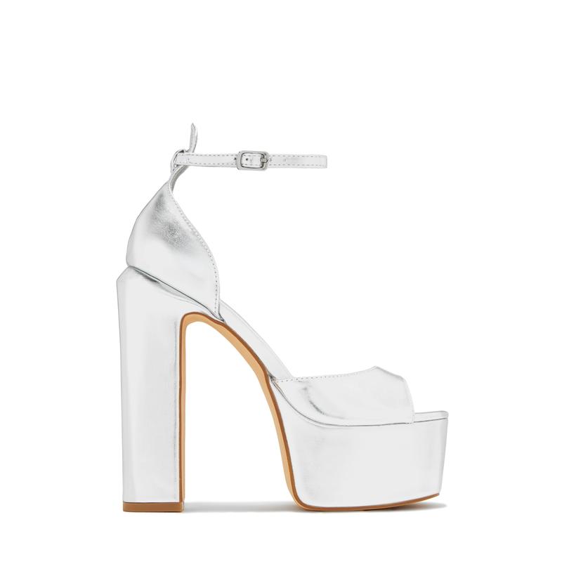 Avani Block High Heel Platforms - Nude