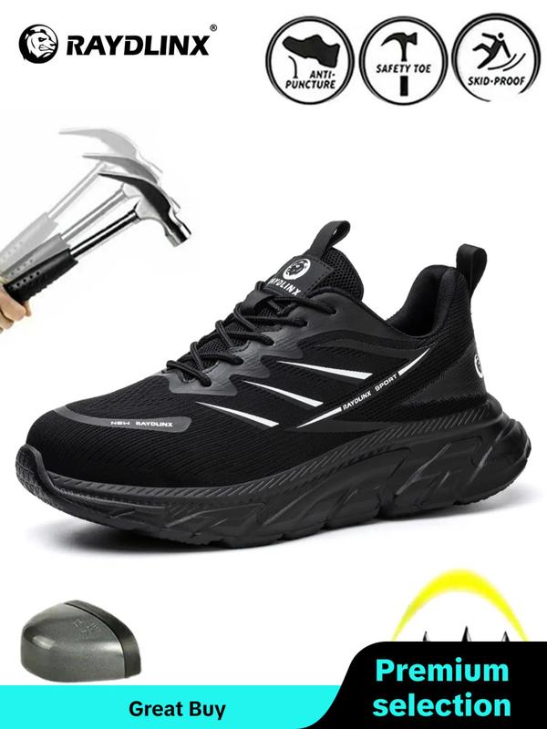 Men's Casual Lace Up Low Top Safety Shoes, Mens Sneakers, Breathable Lightweight Comfortable Anti-smash and Anti-puncture Work Shoes, Anti-slip Shoes for Men