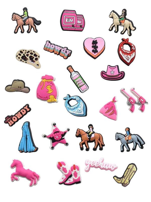 Creative Cowboy & Horse Design Shoe Charms, Colorful Shoes Decorations for Clogs Bag Bubble Slides Sandals, Shoes Decorations Accessories