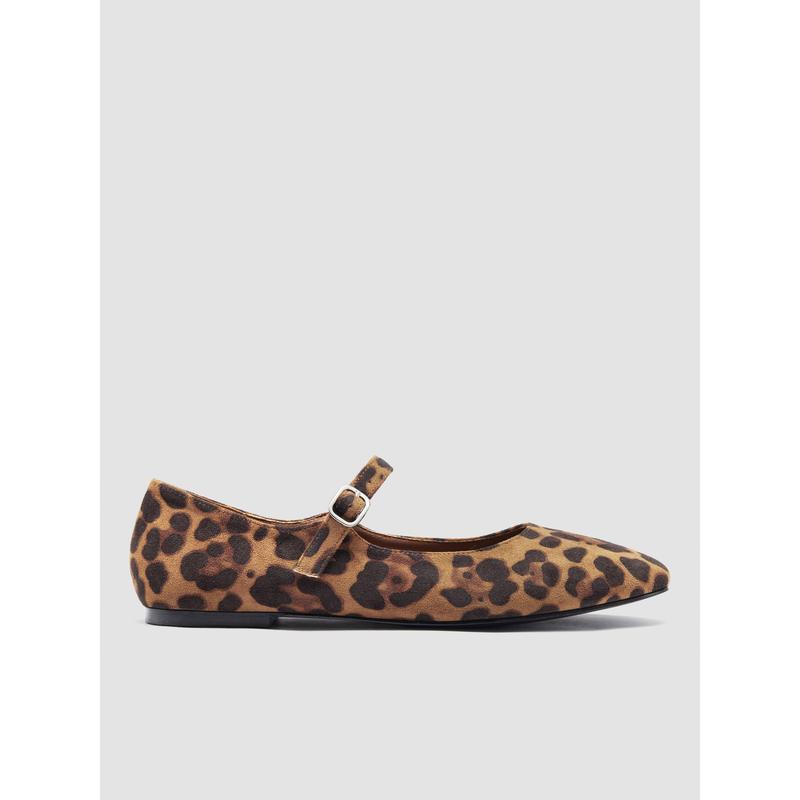 Cider [size 6-11] LEOPARD PRINT SUEDE MARY JANE FLATS