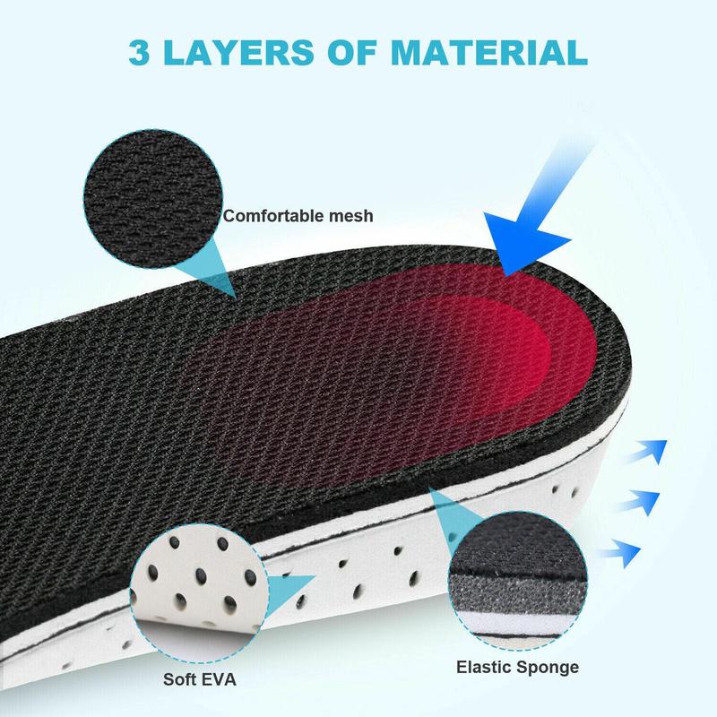 Men Women Invisible Height Increase Insoles Heel Lift Taller Shoe Inserts Pad US Footwear Comfort