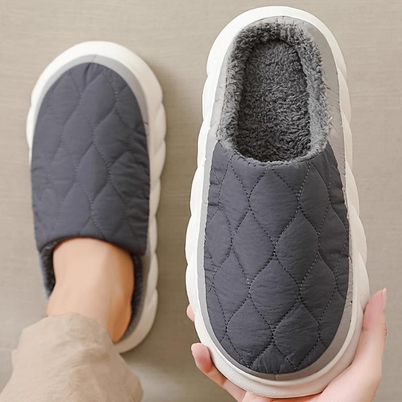 Men's Cozy Plush-Lined Winter Slippers - Thick Sole, Warm Indoor Outdoor Shoes for Everyday Comfort