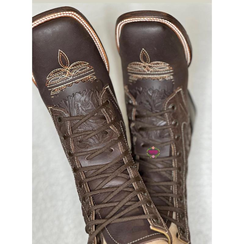 Botas Lacer - Chocolate Leather Tooled Boots