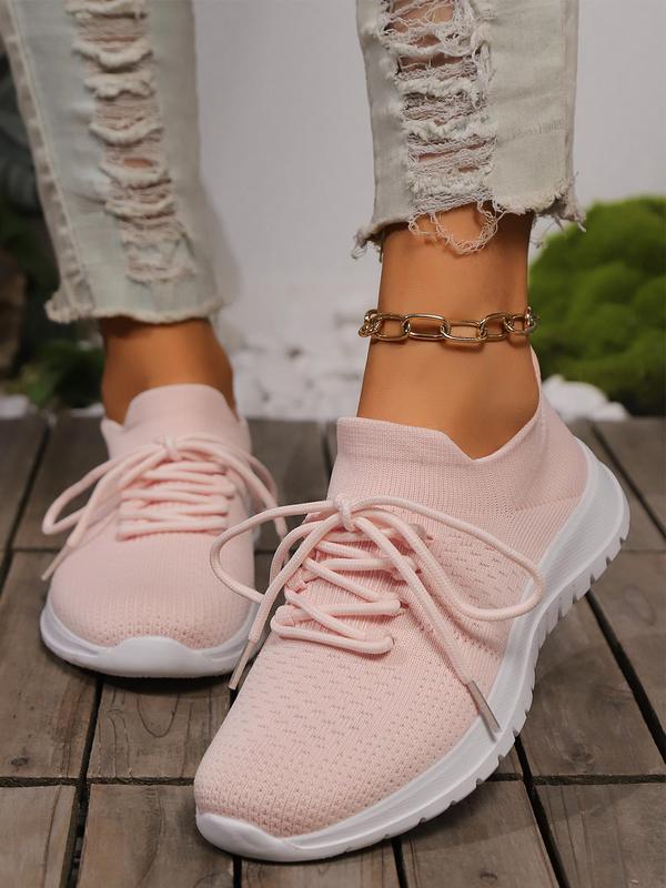 Women's Fashionable Lace Up Low Top Sneakers, 2024 New Style Casual Breathable Comfortable Sports Running Shoes, All-match Basic Shoes for Daily Wear