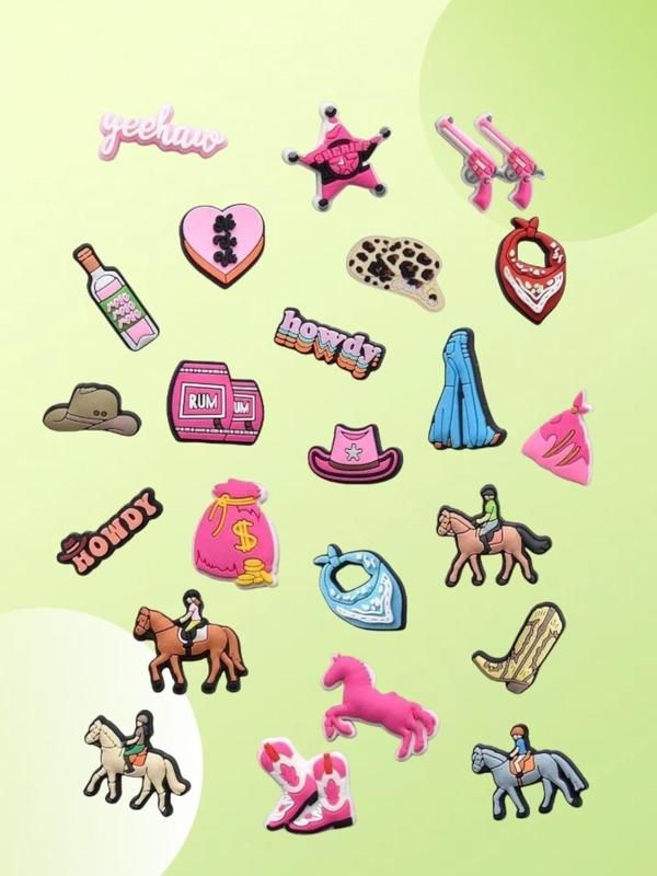 Creative Cowboy & Horse Design Shoe Charms, Colorful Shoes Decorations for Clogs Bag Bubble Slides Sandals, Shoes Decorations Accessories