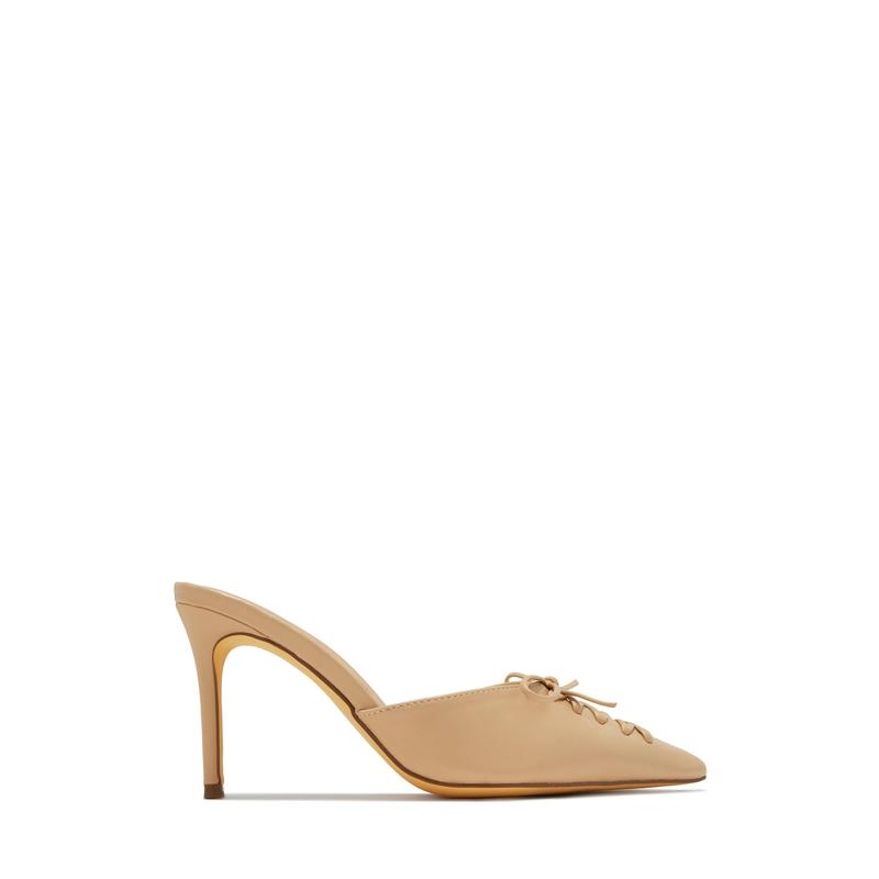 Lina Pump Heel Mules - Nude