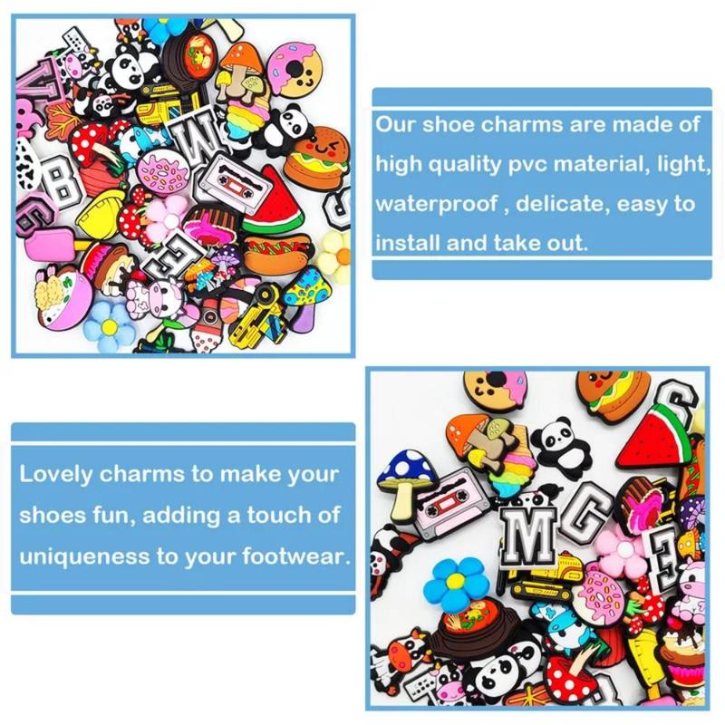 Random Pattern Cute Cartoon Shoe Charms, 20pcs set Colorful PVC Shoe Decoration, Fashionable Shoes Decorations for Women & Men