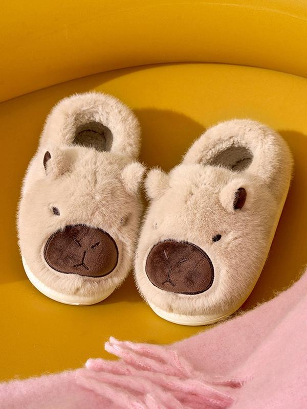 Women's Cute Cartoon Capybara Design Plush Slippers, Casual Soft Comfortable Non-slip Home Slippers, Warm Slippers for Indoor & Outdoor Use for Fall & Winter