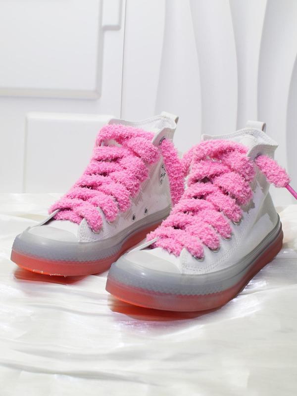 Cute Fluffy Shoelaces, Fashionable Wide Shoelaces for Women's Sneakers, Casual Shoes Accessories for Daily Wear