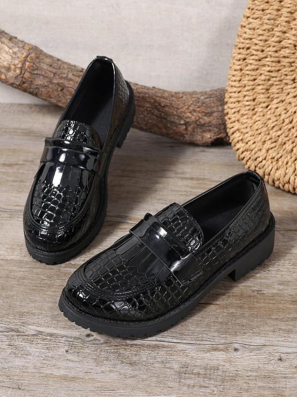 Women's Fashionable Crocodile Embossed Loafers, Casual Comfortable Slip on Loafers for Daily Wear, Lightweight Breathable Shoes for Women & Girls