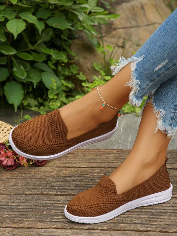 Women's Solid Color Slip on Mesh Breathable Lightweight Sneakers, Casual Comfortable Round Toe Shoes for Daily Wear, Female Simple All-match Shoes for Daily Wear