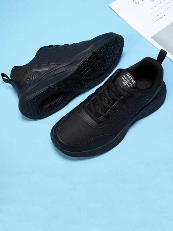 Women's Fashion Lace Up Low Top Sneakers, Casual Comfortable Breathable Sports Running Shoes, PU Leather Sporty Outdoor Sneakers