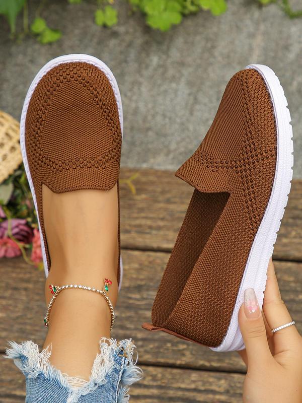 Women's Solid Color Slip on Mesh Breathable Lightweight Sneakers, Casual Comfortable Round Toe Shoes for Daily Wear, Female Simple All-match Shoes for Daily Wear