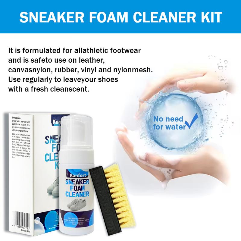 Multi-Function Foam Cleaner for White Shoes - Deep Cleaning & Fast Results, Effective Stain Removal, Neutral Shoe-Clean Formula, Safe for All Materials, Fresh Clean Scent, For Sneakers & Casual Shoes, Removes Yellowing, Whitening Action white shoe