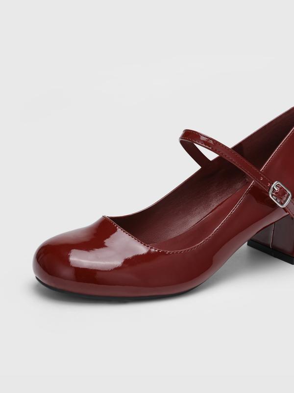 Patent Leather Chunky Heeled Mary Jane Shoes