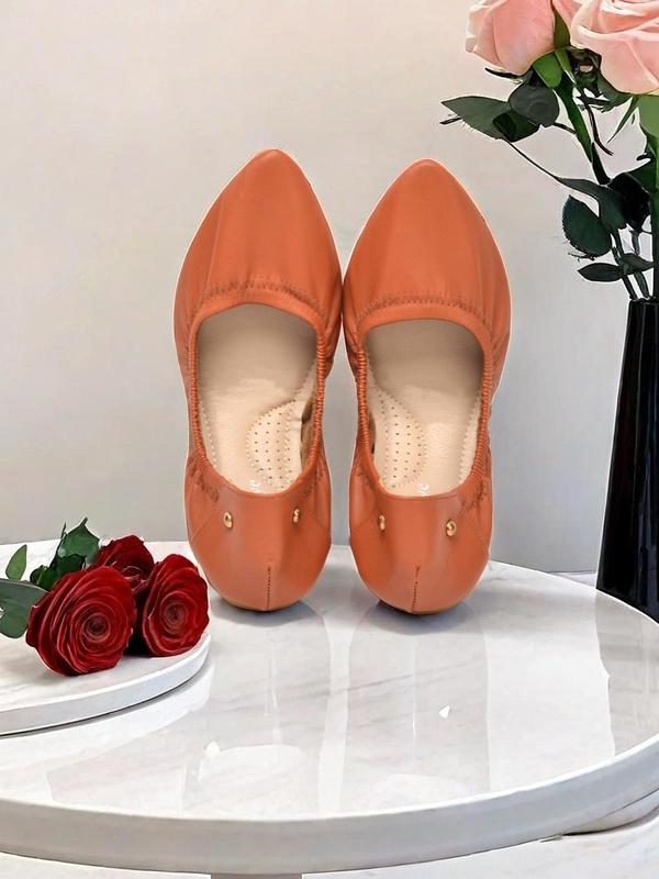 Women's Fashionable Plain Soft Slip on Ballet Flats, Elegant Pointed Toe Design Thin Shoes, Comfortable and Breathable Shoes for Daily Wear