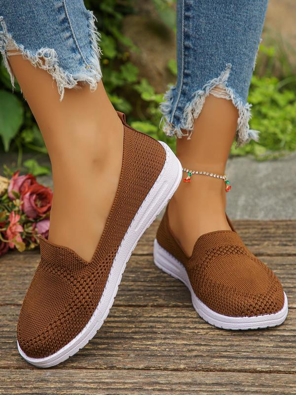 Women's Solid Color Slip on Mesh Breathable Lightweight Sneakers, Casual Comfortable Round Toe Shoes for Daily Wear, Female Simple All-match Shoes for Daily Wear