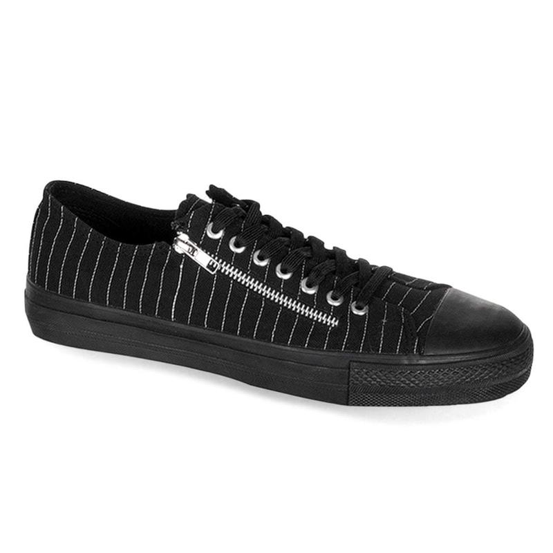 Demonia Men's Deviant-06 Black White Canvas Sneakers