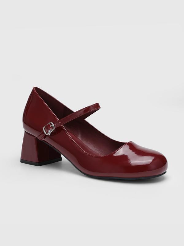 Patent Leather Chunky Heeled Mary Jane Shoes