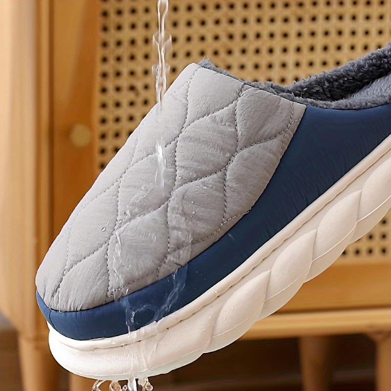 Men's Cozy Plush-Lined Winter Slippers - Thick Sole, Warm Indoor Outdoor Shoes for Everyday Comfort