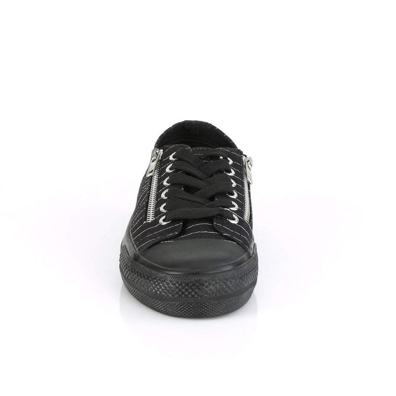 Demonia Men's Deviant-06 Black White Canvas Sneakers