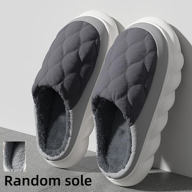 Men's Cozy Plush-Lined Winter Slippers - Thick Sole, Warm Indoor Outdoor Shoes for Everyday Comfort