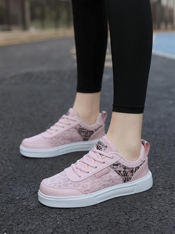 Women's Fashionable Letter Pattern Lace Up Low Top Sneakers, Casual Comfortable Lace Decor Sports Shoes for Daily Wear, Trendy All-match Shoes for Women & Girls