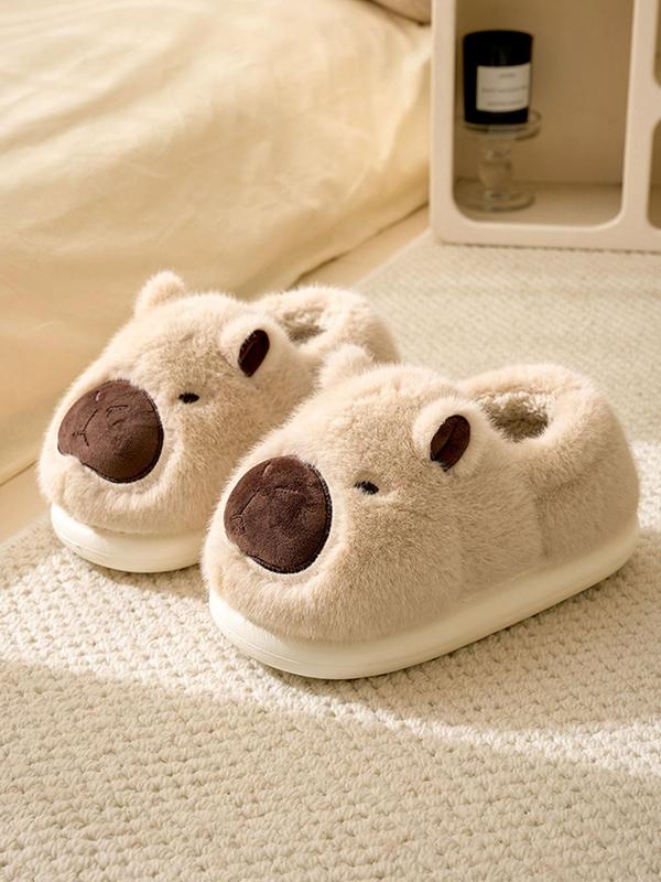 Women's Cute Cartoon Capybara Design Plush Slippers, Casual Soft Comfortable Non-slip Home Slippers, Warm Slippers for Indoor & Outdoor Use for Fall & Winter