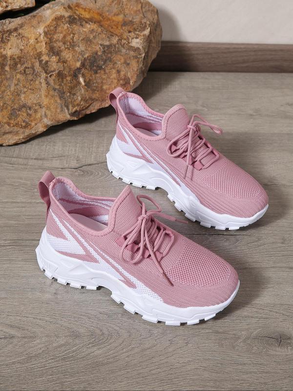 Women's Fashionable Lace Up Low Top Sneakers, 2024 New Style Casual Comfortable Breathable Sports Running Shoes, All-match Basic Shoes for Daily Wear