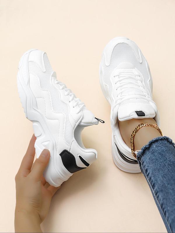 Women's Fashionable Lace Up Low Top Sneakers, Casual Comfortable Breathable Sports Running Shoes, All-match Basic Shoes for Daily Wear