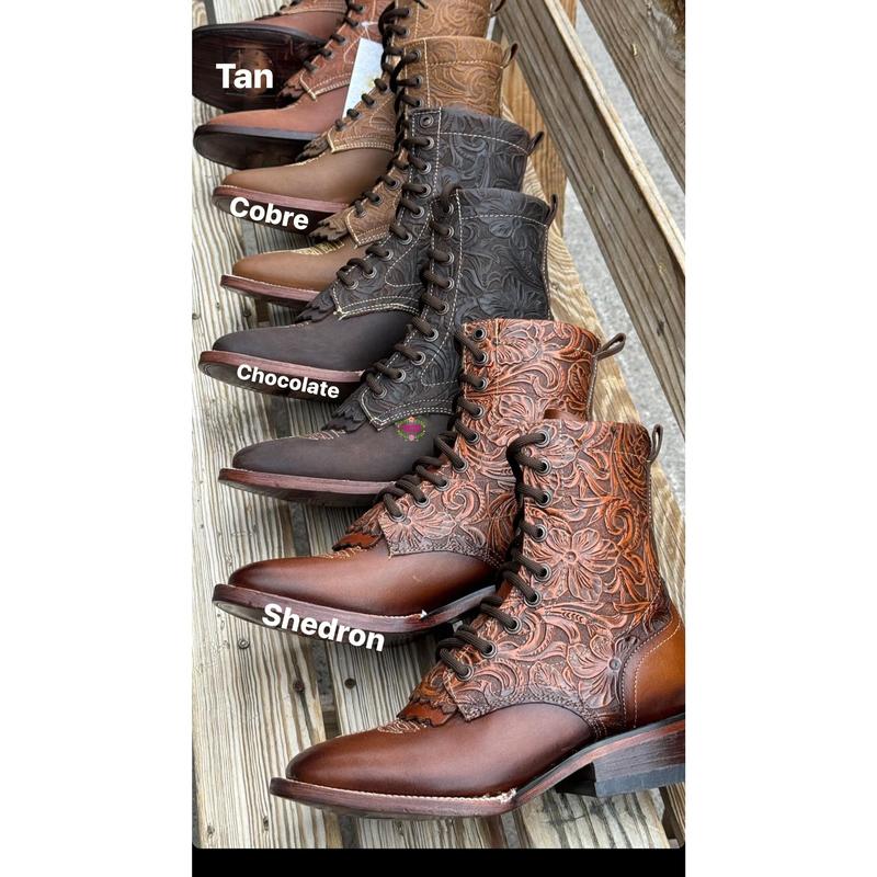 Botas Lacer - Chocolate Leather Tooled Boots