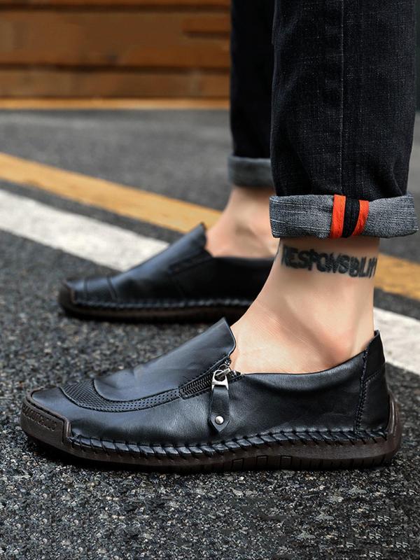 Men's Fashion Retro Hand-stitched Loafers, Simple Business Shoes, Casual Shoes for Daily Outdoor Walking, Office Breathable Comfortable Wear-resistant Anti-slip Comfortable Walking Shoes