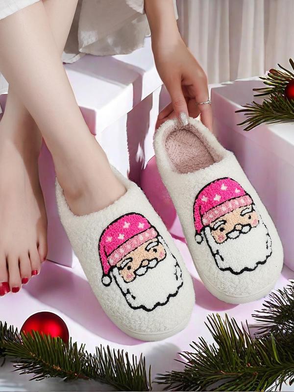 Cute Cartoon Gnome Christmas Pattern Slippers, Casual Soft Comfortable Home Slippers for Women, Fluffy All Seasons House Shoes for Indoor & Outdoor