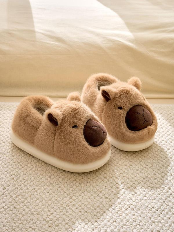 Women's Cute Cartoon Capybara Design Plush Slippers, Casual Soft Comfortable Non-slip Home Slippers, Warm Slippers for Indoor & Outdoor Use for Fall & Winter