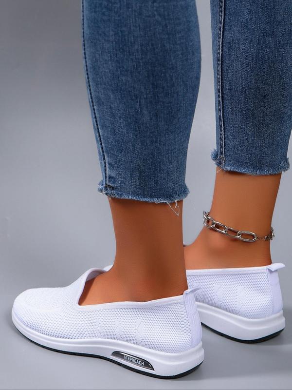 Women's Fashionable Hollow Out Design Slip on Sneakers, Casual Breathable Lightweight Sports Shoes, All-match Round Toe Flat Shoes