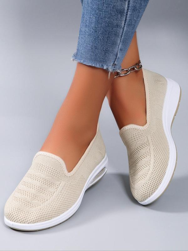 Women's Fashionable Hollow Out Design Slip on Sneakers, Casual Breathable Lightweight Sports Shoes, All-match Round Toe Flat Shoes