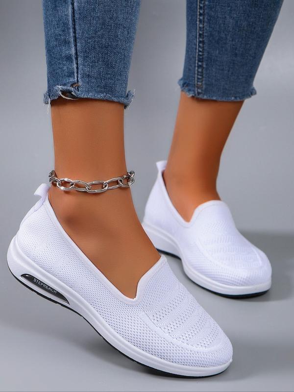 Women's Fashionable Hollow Out Design Slip on Sneakers, Casual Breathable Lightweight Sports Shoes, All-match Round Toe Flat Shoes