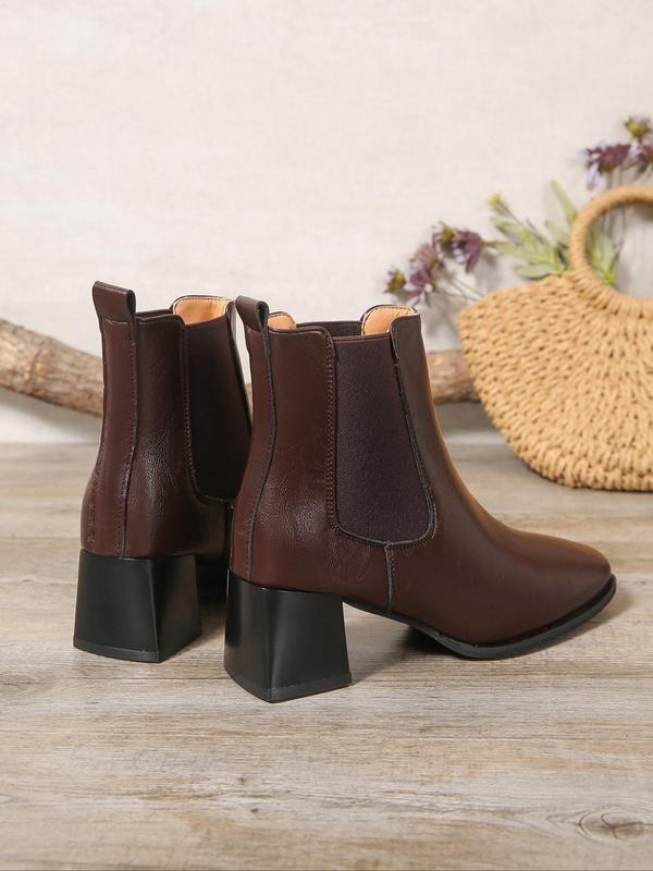 Women's Fashionable Solid Ankle Boots, Casual Comfortable Pointed Toe Boots for Daily Wear, All Match Boots for Women & Girls