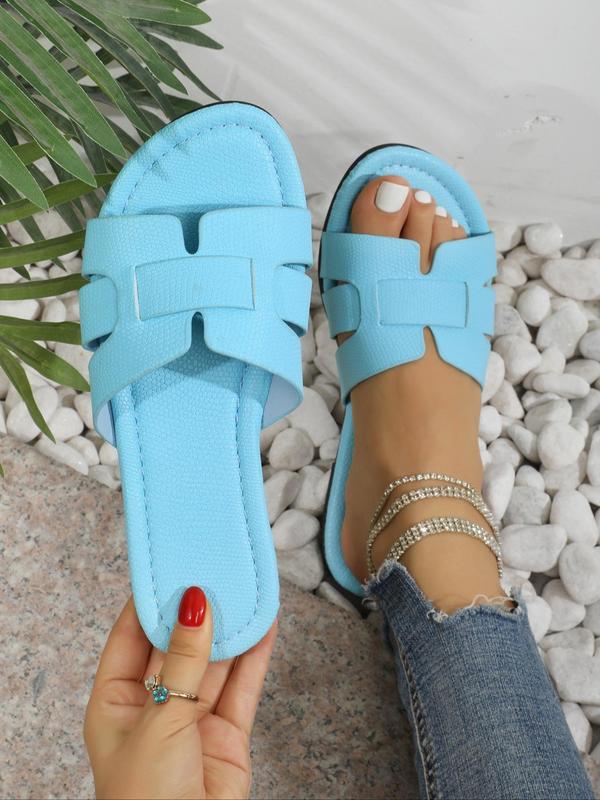 Women's Fashionable Hollow Out Design Slip on Sandals, Casual Round Toe Flat Sandals for Summer, Lightweight Breathable Comfortable Shoes for Daily Wear