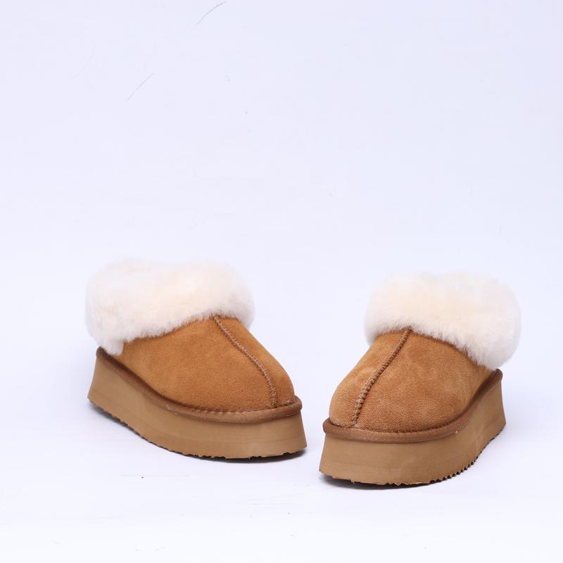 Snow Boots Women’s Platform Slippers - Furry Lined Platform Clogs with Shearling Short Ankle Design, Warm Cozy Winter Closed-Back Slipper Booties for Indoor and Outdoor Use Walking Shoes Shoe Soft Stylish