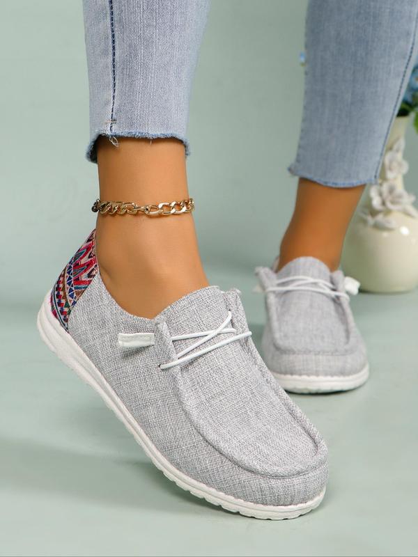 Summer Fashionable Solid Color Round Toe Slip-on Shoes, Designer Shoes, Casual Comfortable Versatile Sports Shoes, Trendy Lace up Shoes for Daily Wear